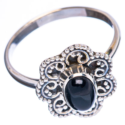 Value Black Onyx Flower Ring Size 8.25 (925 Sterling Silver) R3183