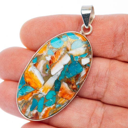 Premium Spiny Oyster Turquoise Pendant 2 1/8" (.925 Sterling Silver)