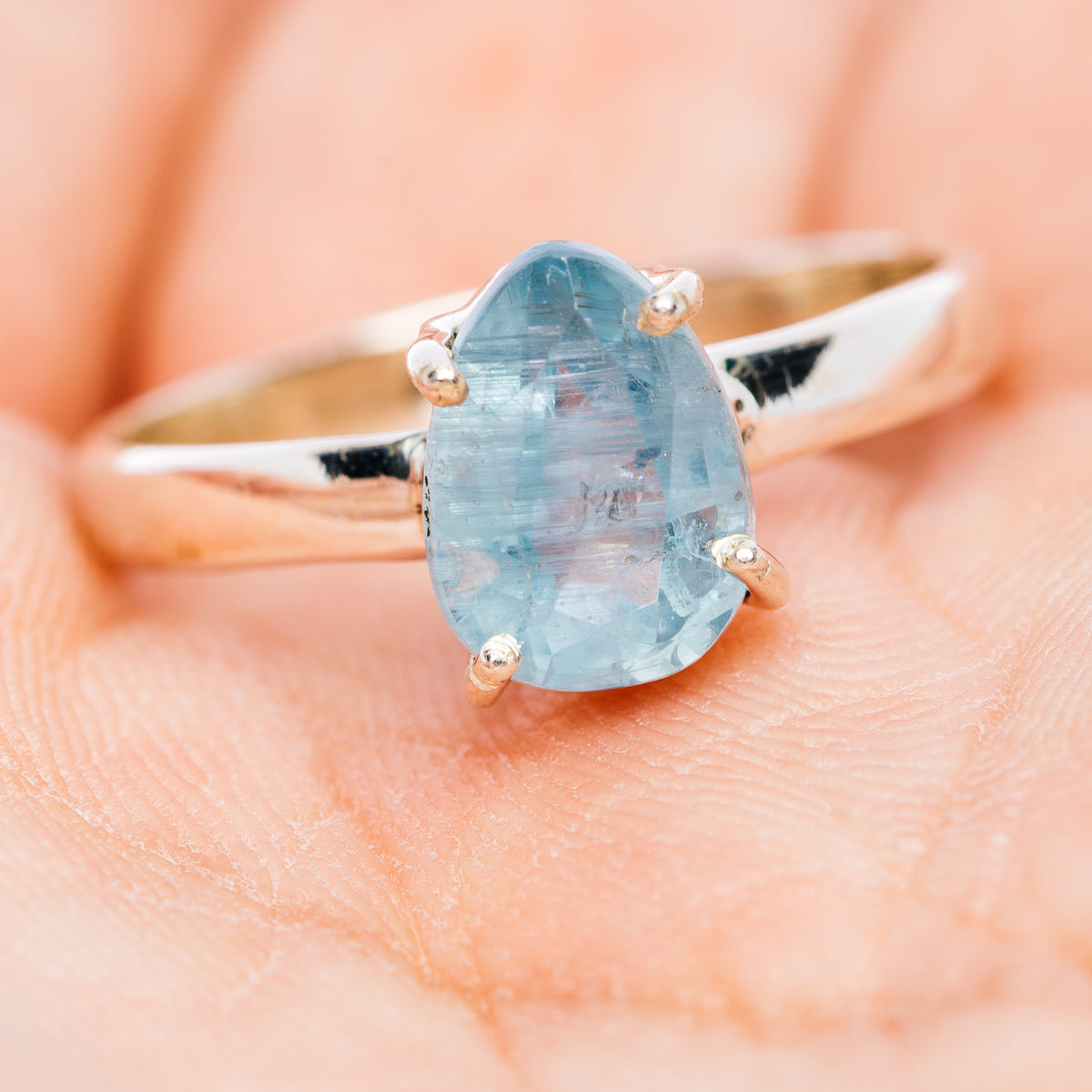 Faceted Paraiba Kyanite Ring Size 8.75 (.925 Sterling Silver)