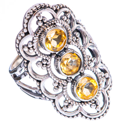 Faceted Citrine Ring Size 6.75 (925 Sterling Silver) R3221