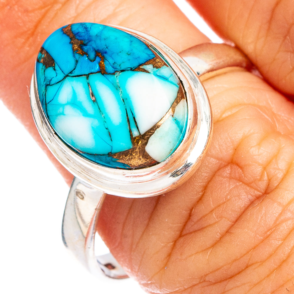 Ice Blue Dahlia Mohave Turquoise Ring Size 8.75 (.925 Sterling Silver)
