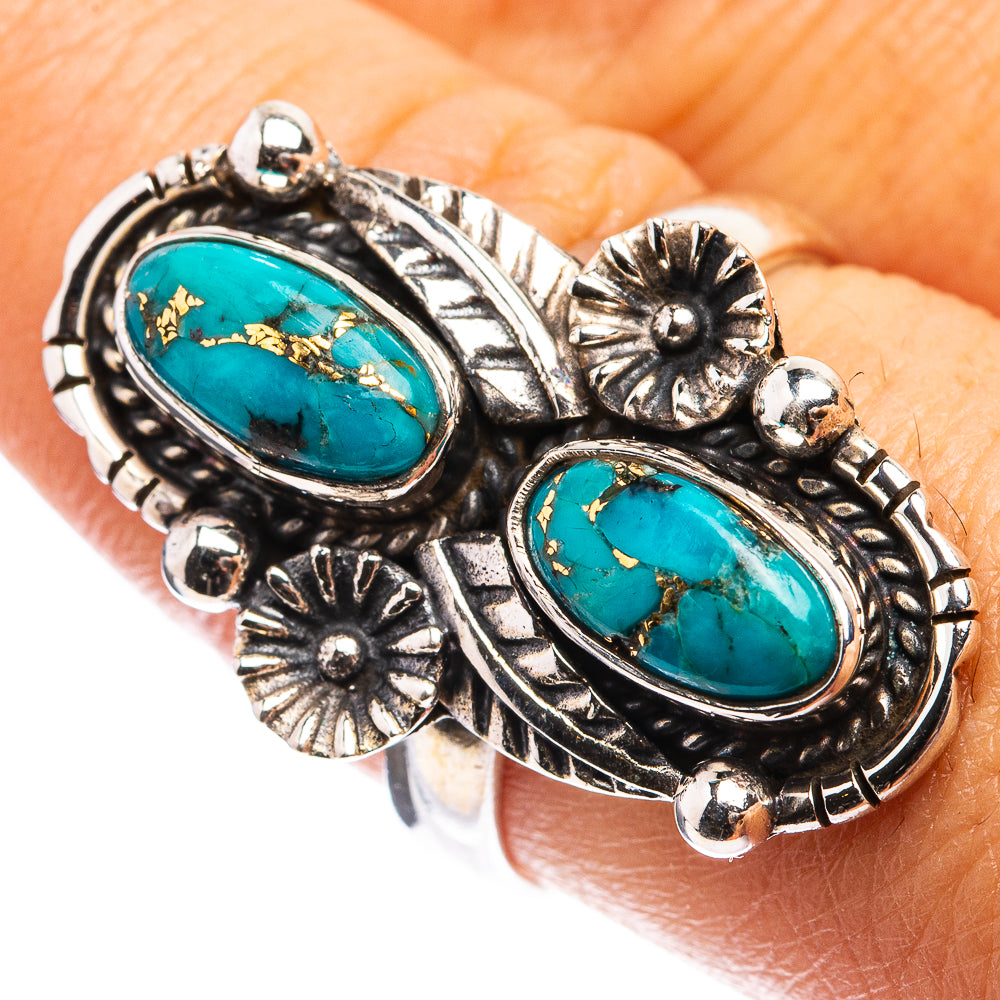 Blue Copper Composite Turquoise Ring Size 8.25 (925 Sterling Silver) R142835