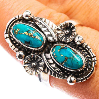 Blue Copper Composite Turquoise Ring Size 8.25 (925 Sterling Silver) R142835