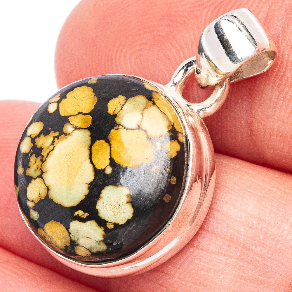 Rare Spider Web Turquoise Pendant 1" (925 Sterling Silver) P44460