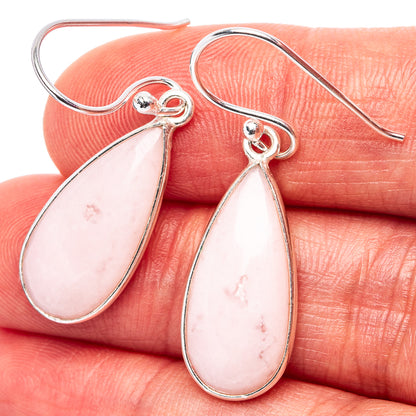 Pink Opal Earrings 1 3/8" (.925 Sterling Silver)