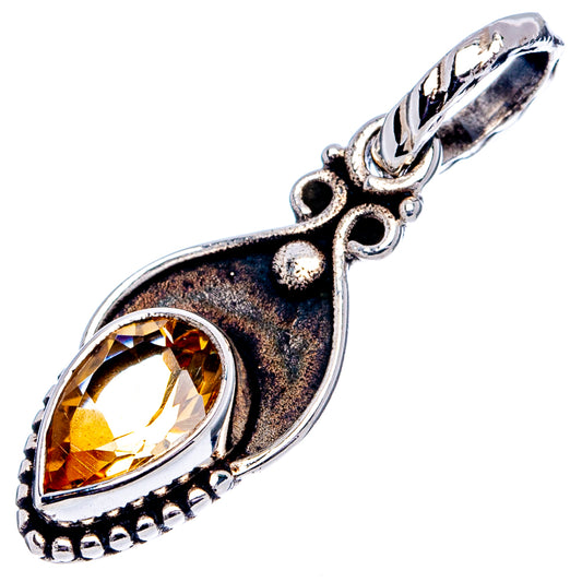 Citrine Dainty Pendant 1 1/8" (.925 Sterling Silver)