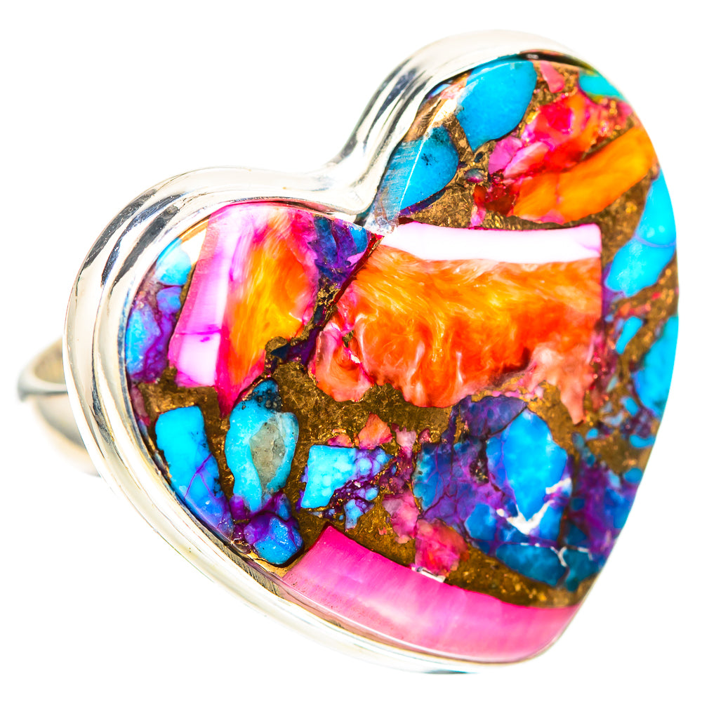 Large Kingman Pink Dahlia Turquoise Ring Size 7 (925 Sterling Silver) RING138908