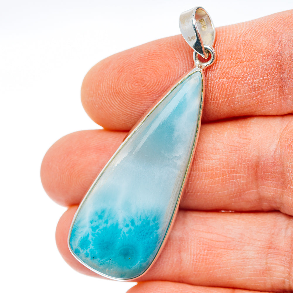 Premium Larimar Pendant 2" (.925 Sterling Silver) Carat