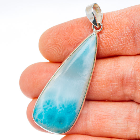 Premium Larimar Pendant 2" (.925 Sterling Silver) Carat