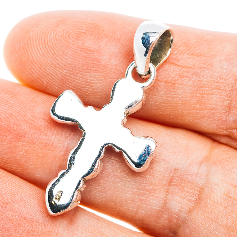 Southwestern Style Cotton Candy Turquoise Cross Pendant 1 3/8" (.925 Sterling Silver)