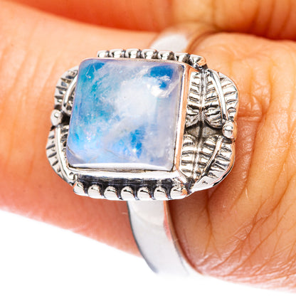 Rainbow Moonstone Ring Size 7.75 (925 Sterling Silver) R3784