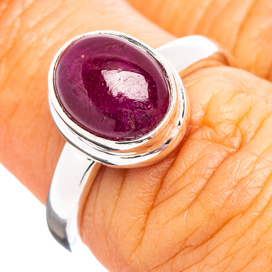 Oval ruby gemstone ring size 6, .925 sterling silver bezel, on hand