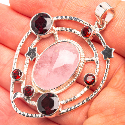 Signature Morganite, Garnet Pendant 2 1/8" (925 Sterling Silver) P38726