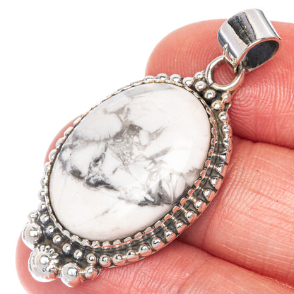 Howlite Pendant 1 5/8" (925 Sterling Silver) P40787