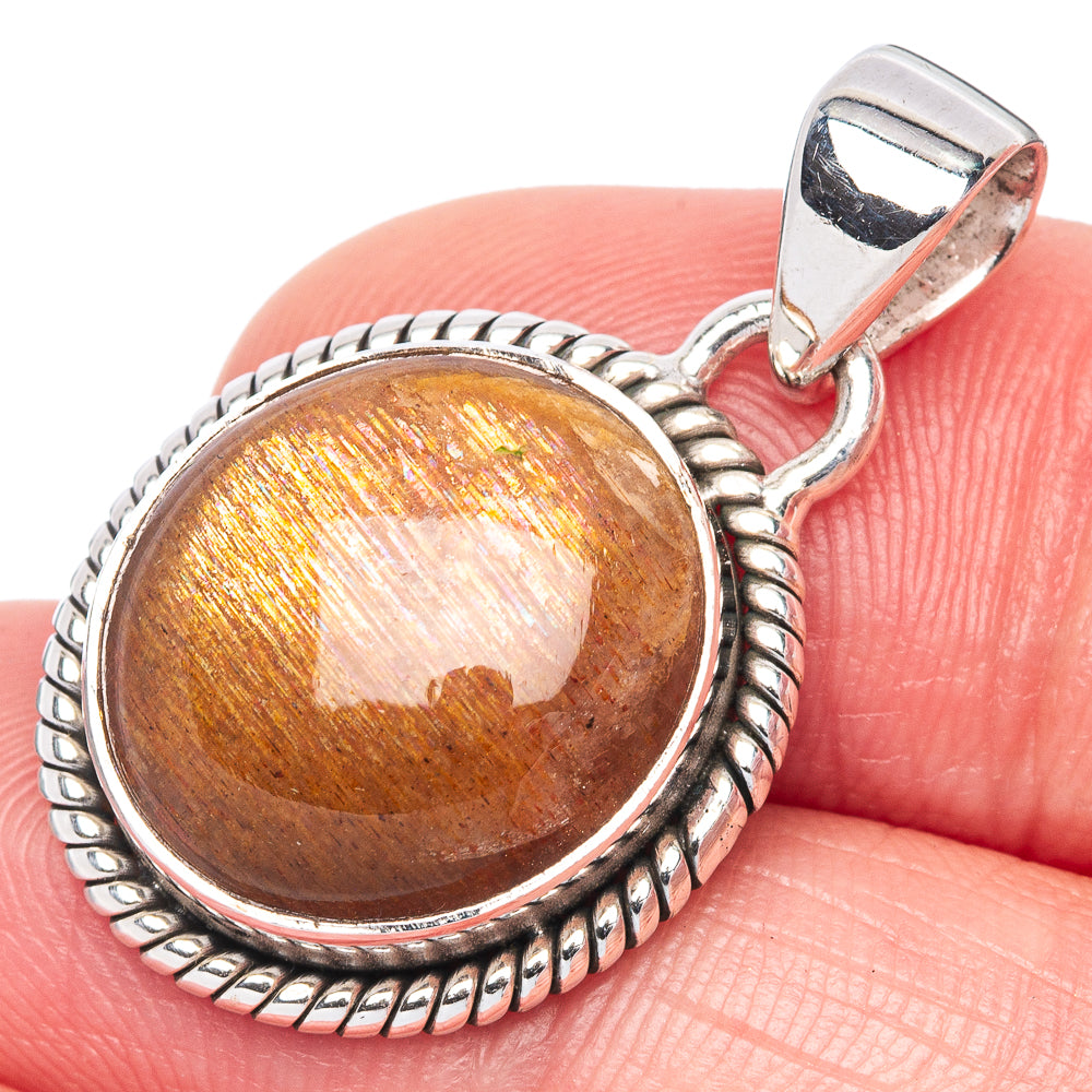 Sunstone Pendant 1 1/8" (.925 Sterling Silver)