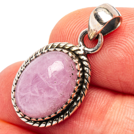 Kunzite pendant in .925 sterling silver, oval lavender stone with twisted rope bezel