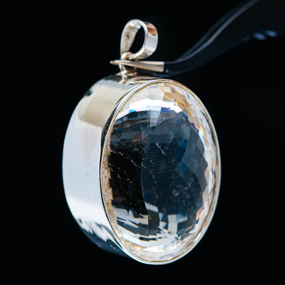 164.7ct Huge Faceted White Quartz Pendant 2" (.925 Sterling Silver)