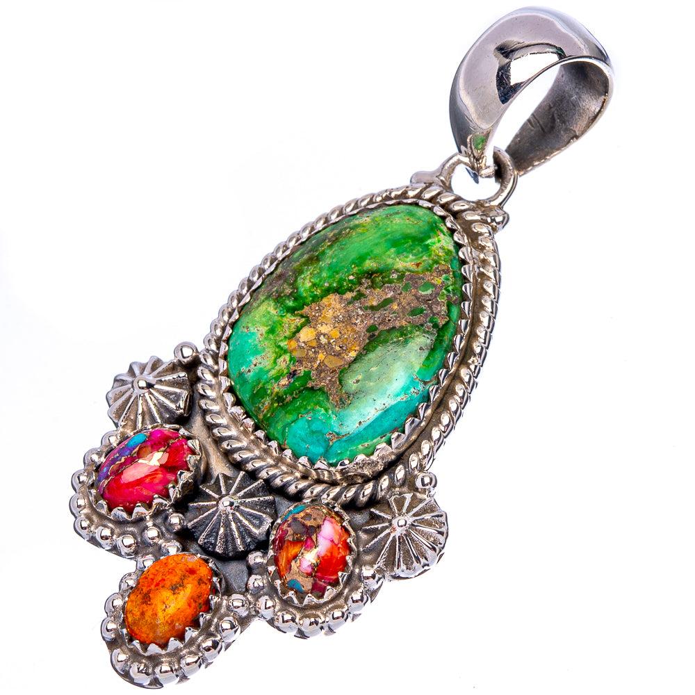 Sonoran Gold Turquoise Native Style Pendant 2 1/8" (.925 Sterling Silver) Exclusive