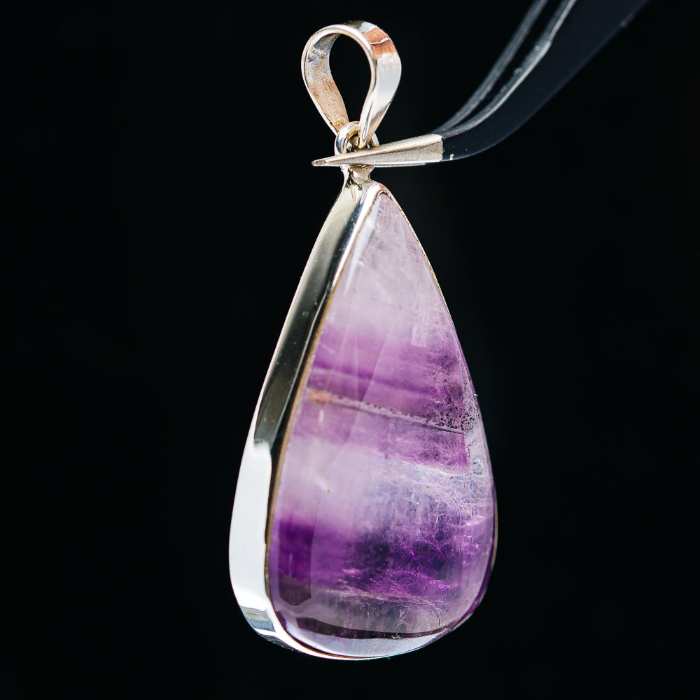 Premium Chevron Amethyst Pendant 2" (.925 Sterling Silver)