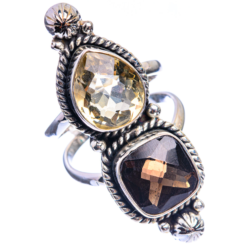 Large Smoky Quartz, Citrine Ring Size 7 (925 Sterling Silver) R143048
