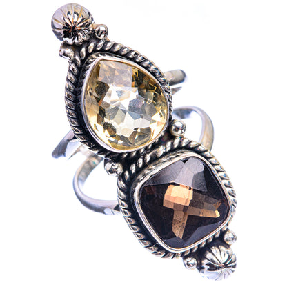 Large Smoky Quartz, Citrine Ring Size 7 (925 Sterling Silver) R143048