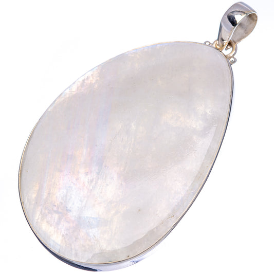 Rainbow moonstone pendant in oval sterling silver bezel with top bail, white shimmer