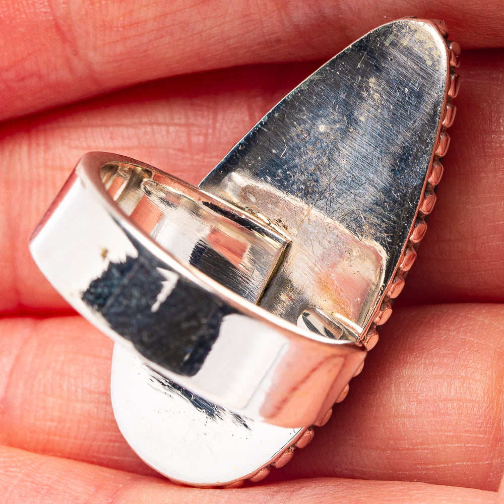K2 Azurite Ring Size 7 Adjustable (.925 Sterling Silver)