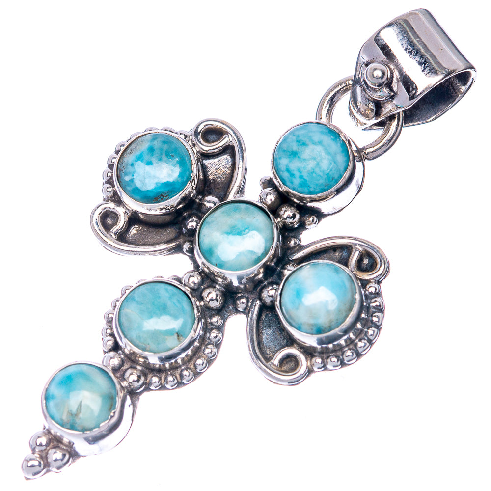 Larimar Cross Pendant 1 5/8" (925 Sterling Silver) P40838