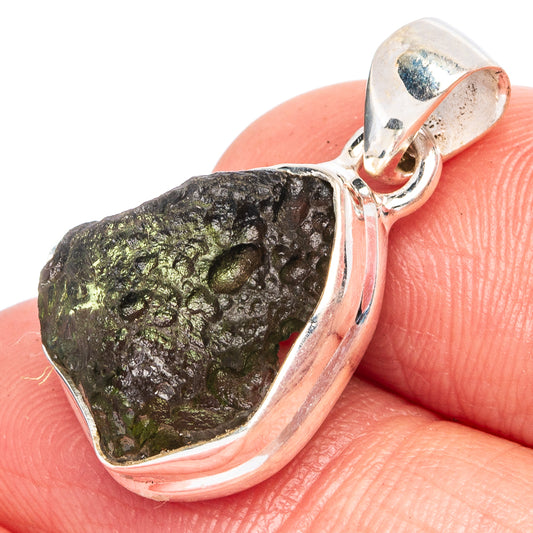Rare Moldavite Pendant 1" (925 Sterling Silver) P43516