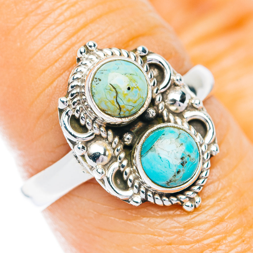 Southwestern Style Kingman Turquoise Ring Size 7.75 (.925 Sterling Silver)