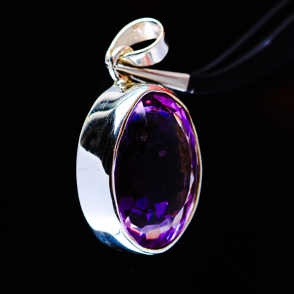 14.64ct Premium Faceted Amethyst Pendant 1" (.925 Sterling Silver)