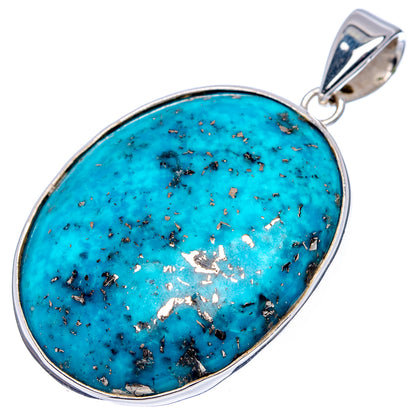 Premium Persian Turquoise Pendant 1 3/4" (.925 Sterling Silver)