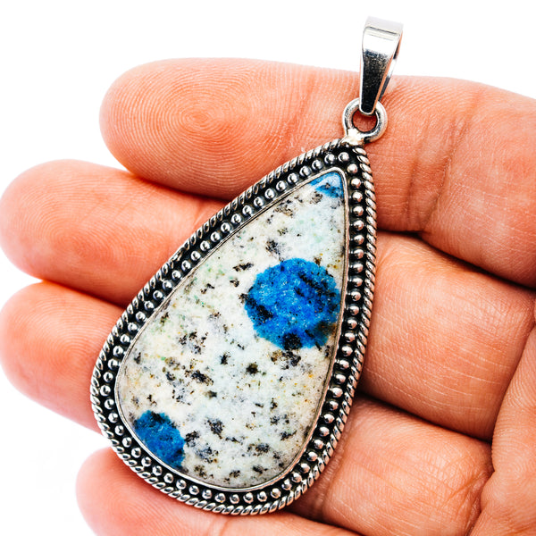 K2 Blue Azurite Pendant 2 1/2" (.925 Sterling Silver)