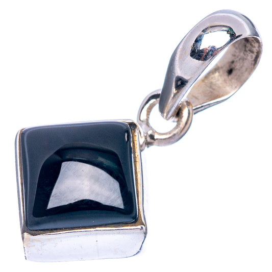 Black Onyx Dainty Pendant 3/4" (925 Sterling Silver) P43532