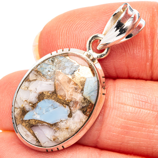 Turquoise spiny oyster pendant, oval stone bezel in .925 sterling silver