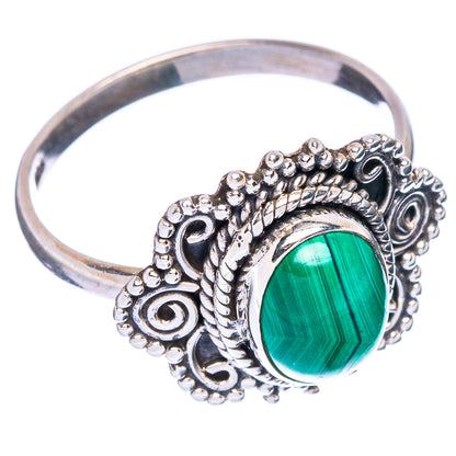 Malachite Dainty Ring Size 8.5 (925 Sterling Silver) R146862