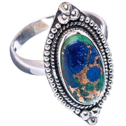 Azurite In Malachite Ring Size 8.5 (.925 Sterling Silver)