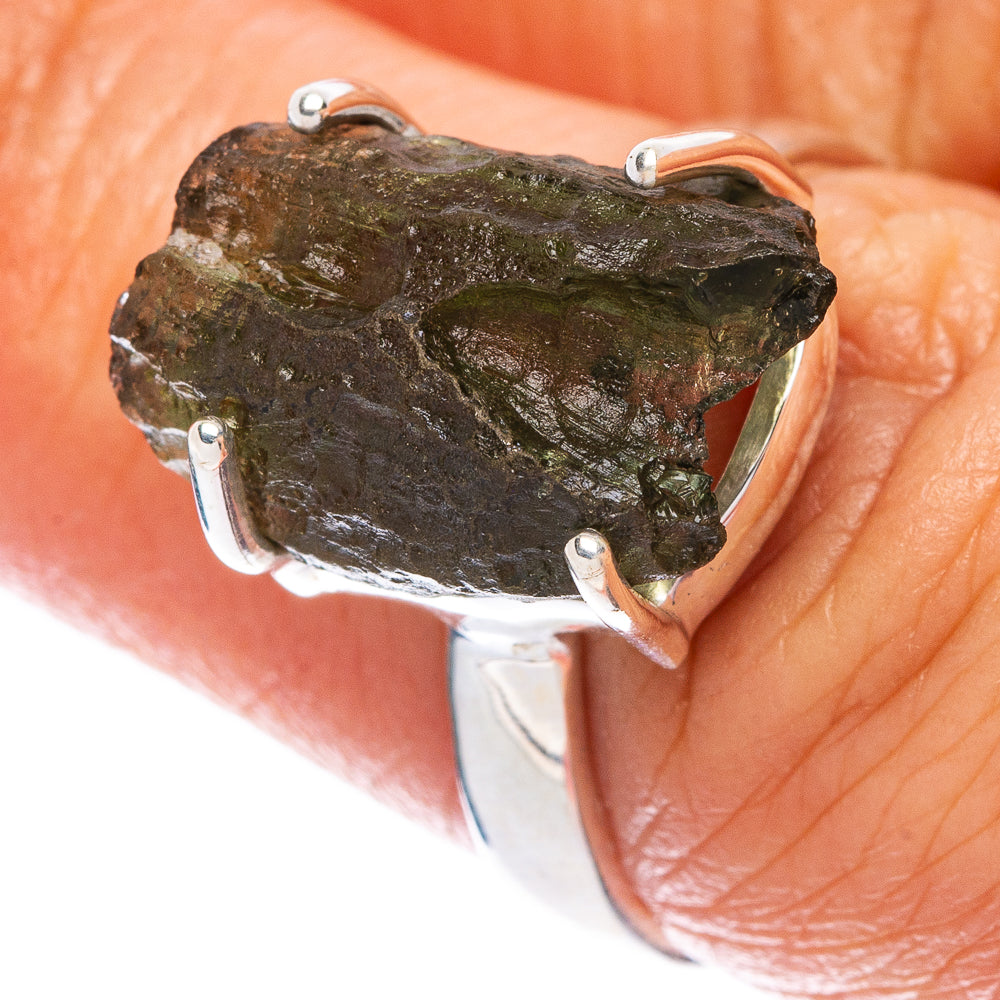 Rare Czech Moldavite Ring Size 7 (925 Sterling Silver) R146638