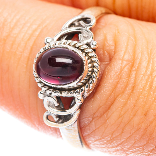 Garnet Dainty Ring Size 8 (925 Sterling Silver) R5830