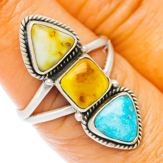 Sonoran Gold Turquoise, White Water Turquoise Ring Size 7 (.925 Sterling Silver)
