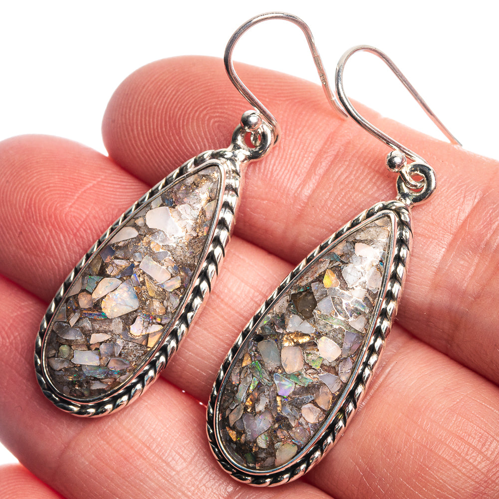 Brecciated Ethiopian Opal 925 Sterling Silver Earrings 1 3/4"