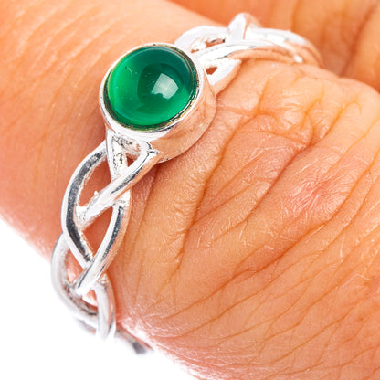 Green Onyx Dainty Ring Size 6.75 (.925 Sterling Silver)