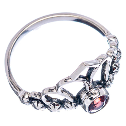 Garnet Crown Dainty Ring Size 6.75 (.925 Sterling Silver)
