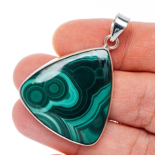 Premium Malachite Pendant 1 3/4" (.925 Sterling Silver)