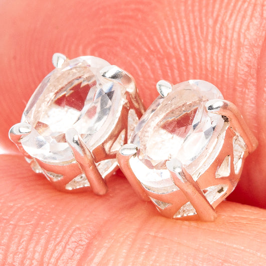 White Quartz Dainty Earrings 1/4" (925 Sterling Silver) E2047
