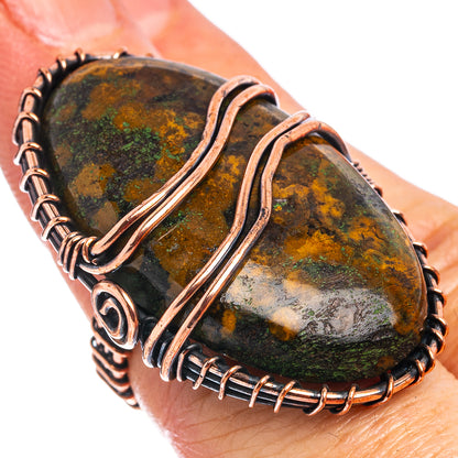 Hungarian Agate Wire Wrap Ring Size 5 (Oxidized Copper)