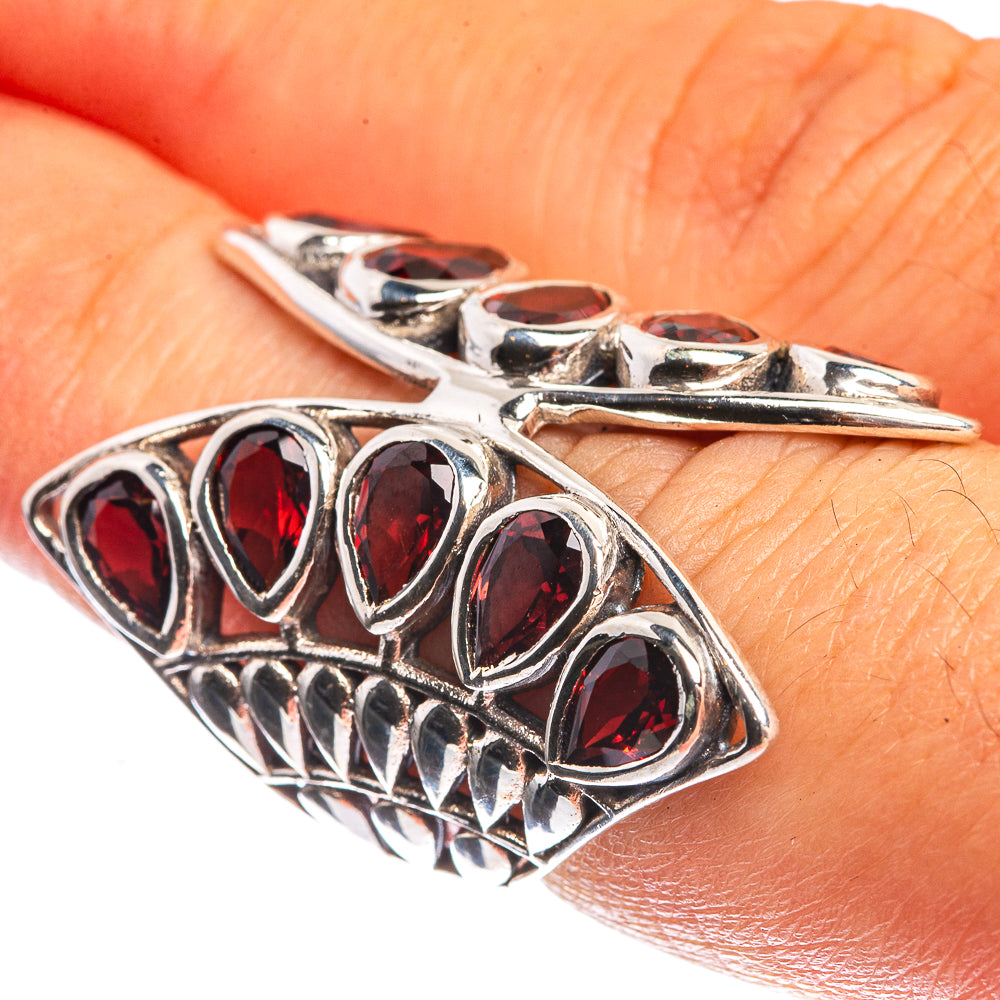 Large Garnet 925 Sterling Silver Ring Size 6.5