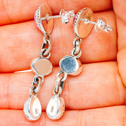 Exclusive Southwestern Style Cotton Candy Dahlia Turquoise Earrings 1 5/8" (.925 Sterling Silver)