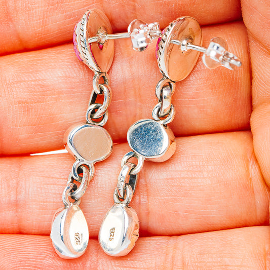 Exclusive Southwestern Style Cotton Candy Dahlia Turquoise Earrings 1 5/8" (.925 Sterling Silver)