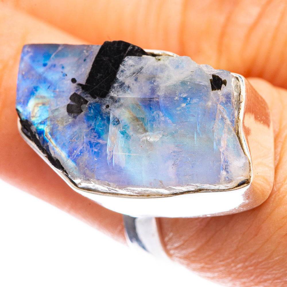 Rough Rainbow Moonstone Ring Size 6.75 (925 Sterling Silver) R143130